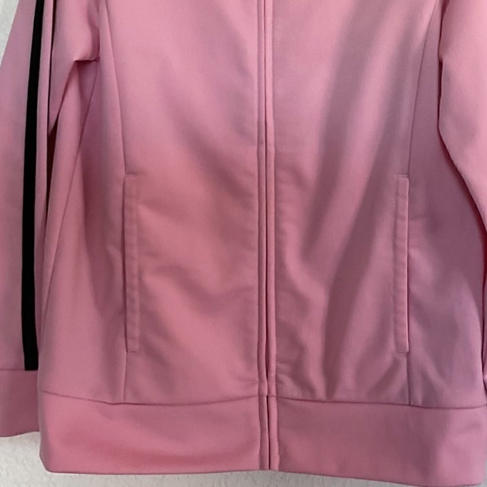 NEW ADIDAS STRIPED TRACK JACKET PINK/BLACK - Picture 4 of 9